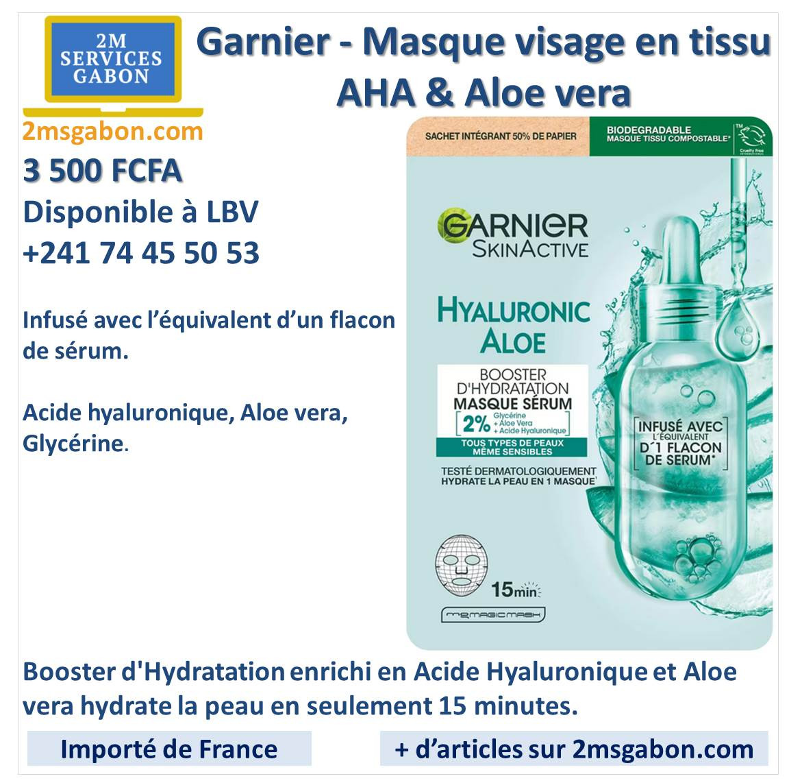 Garnier - Masque visage tissu AHA & Aloe vera
