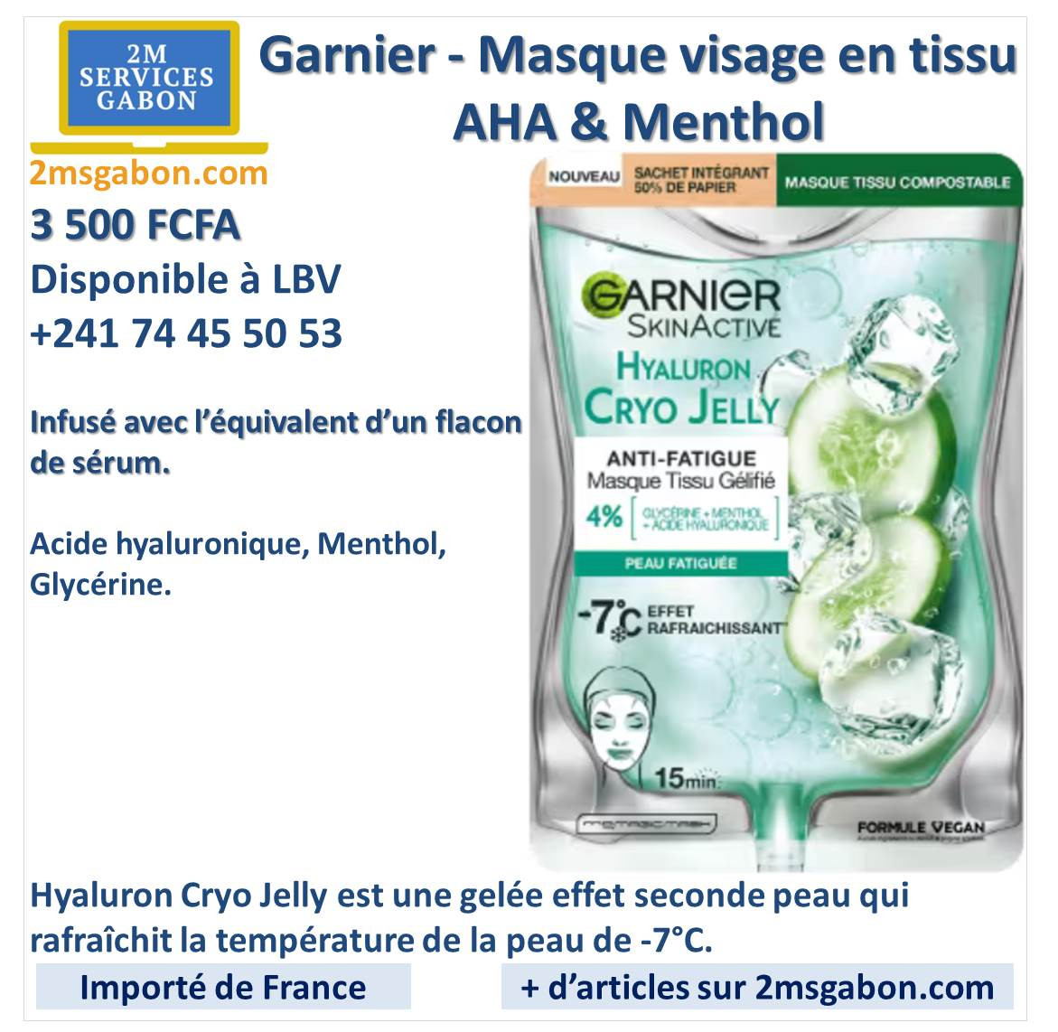 Garnier - Masque visage en tissu AHA & Menthol
